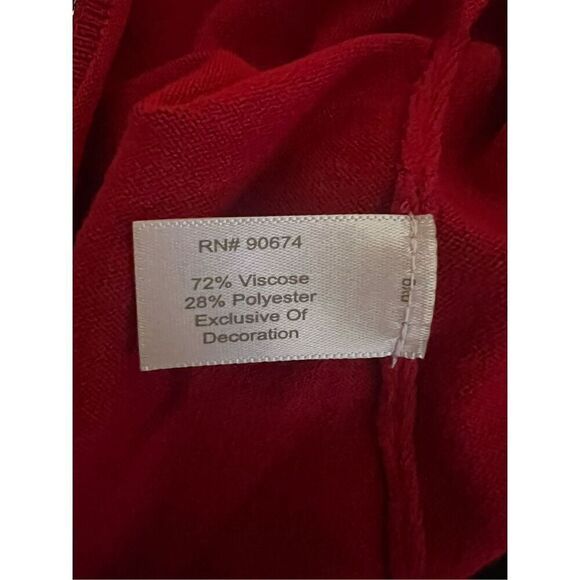 Boston Proper Women's S Heartthrob Embroidered Tunic Sweater Red Artsy Hippie - Picture 7 of 9